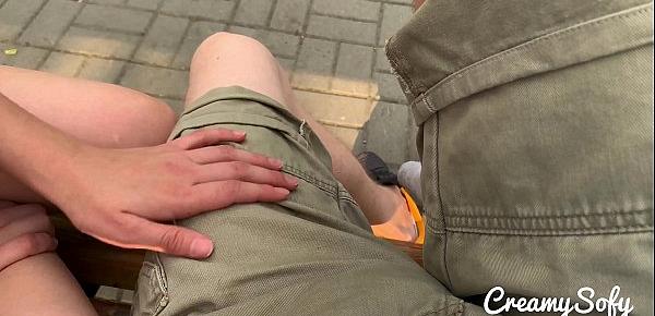  Surprise from my naughty girlfriend - mini skirt and daring public blowjob - CreamySofy